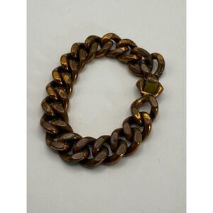 Vintage Gold Tone Chunky Curb Link Bracelet – Heavy Chain Statement Style